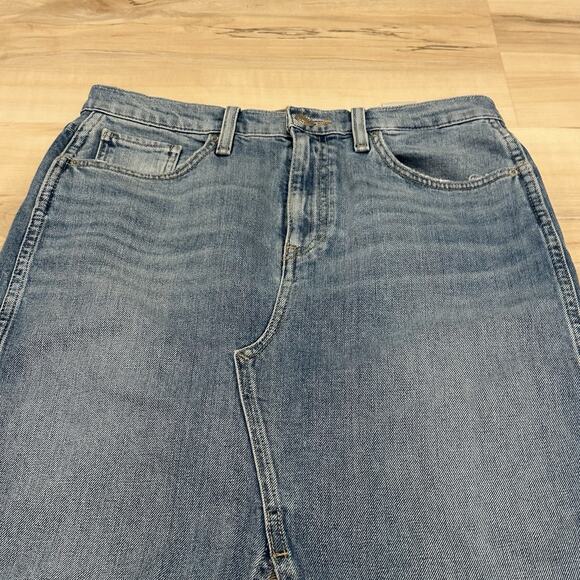 Hudson Women 29 Reconstructed Denim Midi Skirt Front Split High Rise Light Blue - Picture 6 of 9